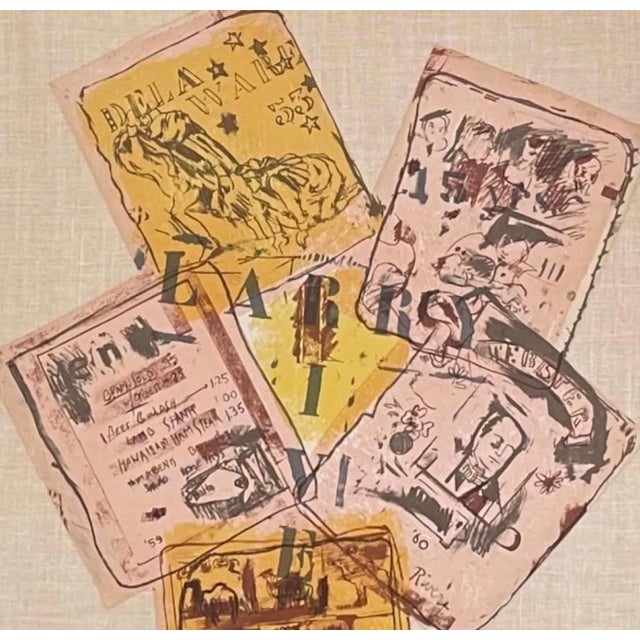 Larry Rivers Modernist mixed media "Brandeis Show Collage" work on cut paper. (this appears to be a vintage lithograph. It...