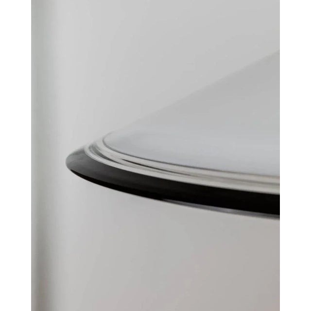 Large Vintage Ceiling Light in White Murano Glass with Black Rim and Stainless Steel, Italy, 1970s For Sale - Image 6 of 11