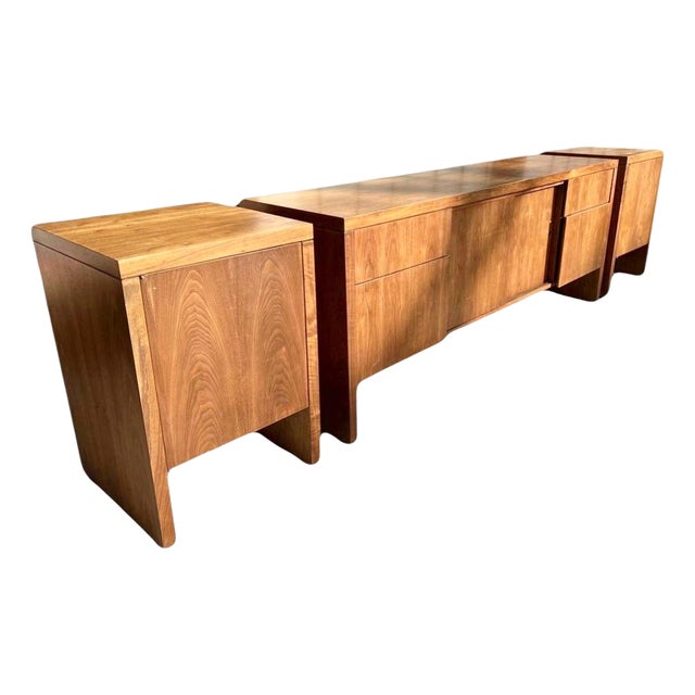 Mid-Century Modern Credenza and Cabinet Set, 3 Pieces For Sale