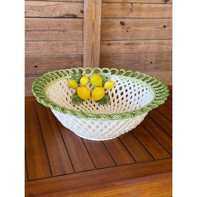 Handcrafted Italian Ceramic Lemon Basket Bowl by Lanzarin Ceramiche For Sale - Image 12 of 12