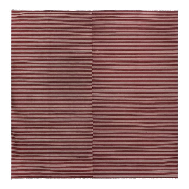 1960s Vintage Wool Oversize Turkish Kilim Rug 9'5'' X 9'7'' For Sale