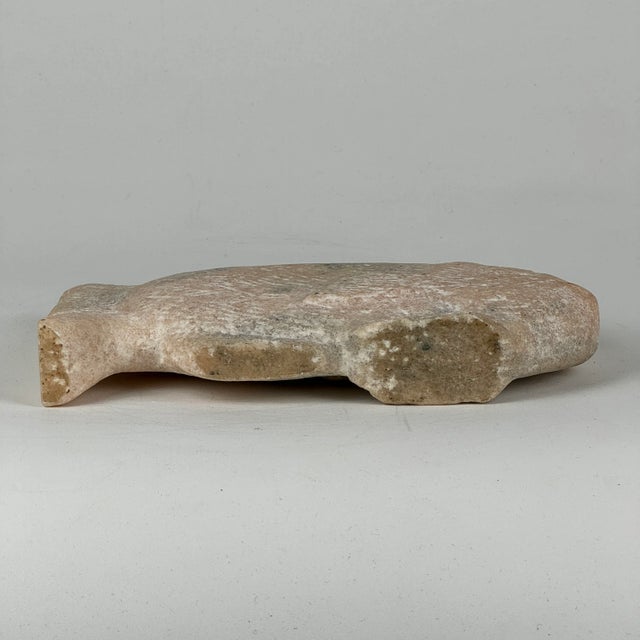Modern 1980s Vintage Hand Carved Stone Fish Sculpture in Light Pink/Gold Hue For Sale - Image 3 of 8