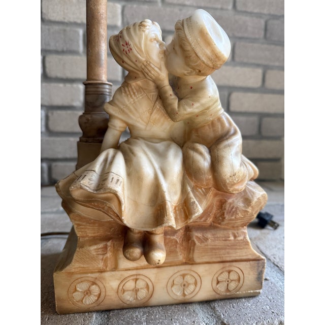 Late 19th Century Hand-Carved and Signed “G. Mascagni” Alabaster Lamp For Sale - Image 6 of 9