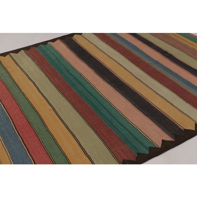 Contemporary Rug & Kilim's Contemporary Rez Kilim With Multicolor Striped Design For Sale - Image 3 of 9