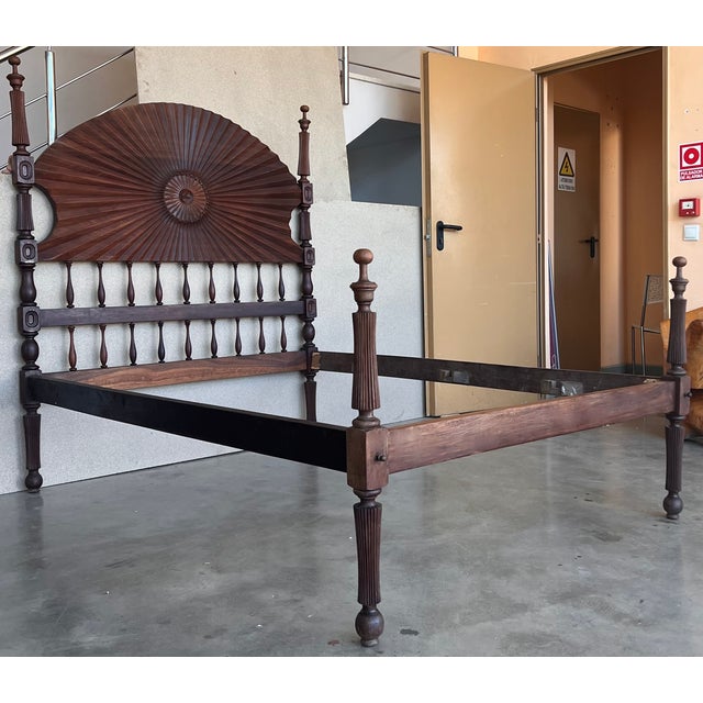 Baroque 19th Century, Baroque Full Bed, Original Four Fluted Poster Spanish Bed For Sale - Image 3 of 13
