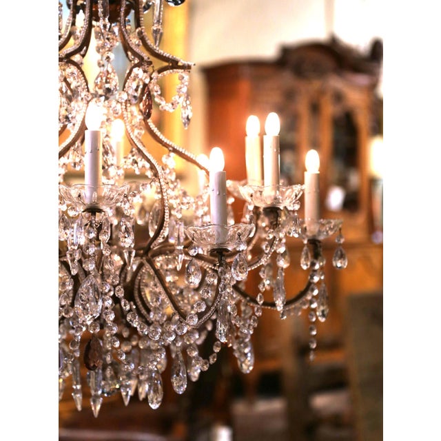 19th Century Italian Crystal and Patinated Iron 12-Light Chandelier For Sale - Image 10 of 10