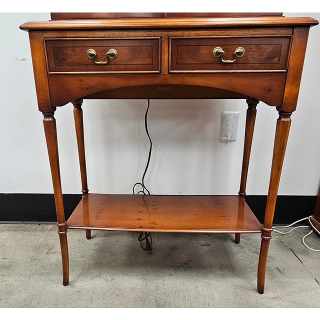 Mid 20th Century Southampton Edwardian Style Marquetry Inlaid Yew Wood Two-Part Display Cabinet For Sale In Washington DC - Image 6 of 12