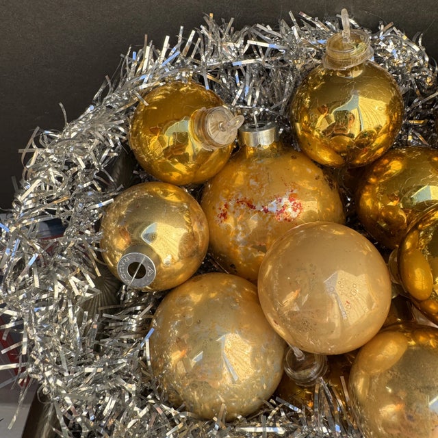 Vintage Gold Mercury Glass Christmas Ornaments- Set of 17 For Sale - Image 4 of 10