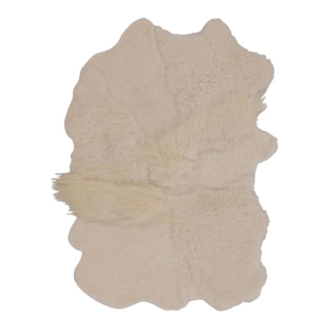 Rug & Kilim’s Sheepskin Multi-Pelt Fur Rug in Cream White Tones For Sale