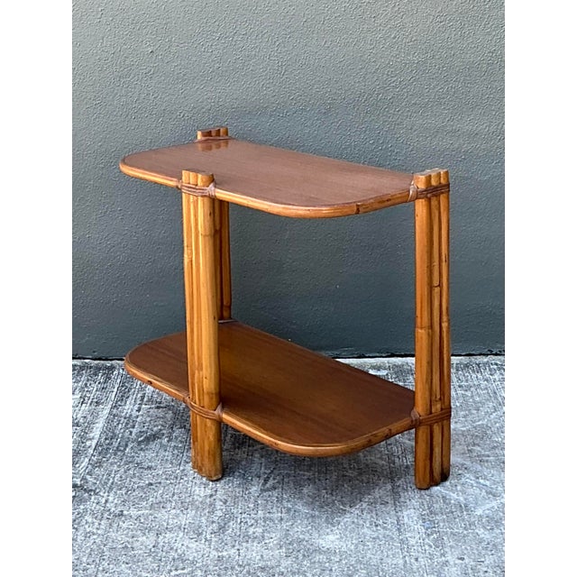 Mid 20th Century Vintage MCM Rattan Side Table For Sale - Image 5 of 12