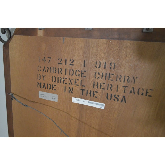 Drexel Heritage Cambridge Cherry & Scrolled Iron Beveled Wall Mirror For Sale - Image 10 of 13