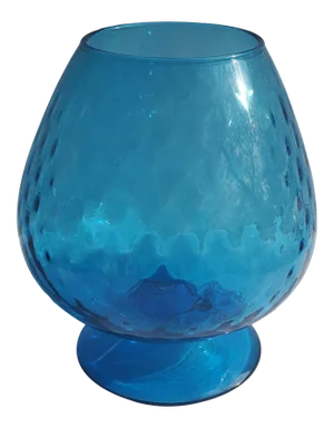 Italian Mid-Century Empoli Blue Glass Optic Snifter