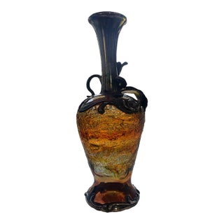 Vintage King Salomon Silver Overlay Art Glass Bud Vase – Made in Israel, 7” For Sale