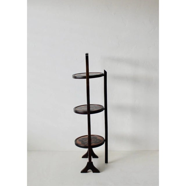Vintage Mid Century Hand Crafted Wood Three Tier Plate Cake Plant Stand For Sale - Image 4 of 9