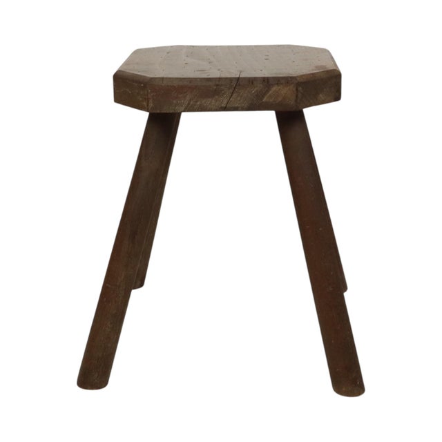 Brutalist Rustic Wood Milk Stool For Sale - Image 12 of 15