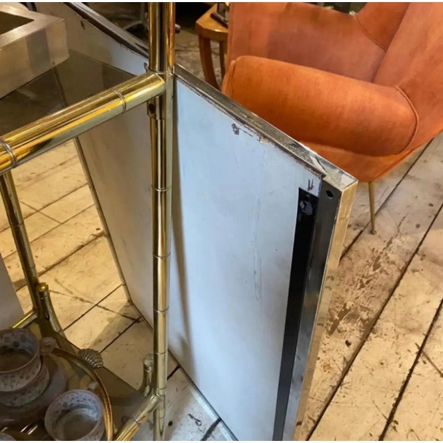 1970s 1970s Romeo Rega Style Mid-Century Modern Chrome and Brass Italian Wall Mirror For Sale - Image 5 of 8