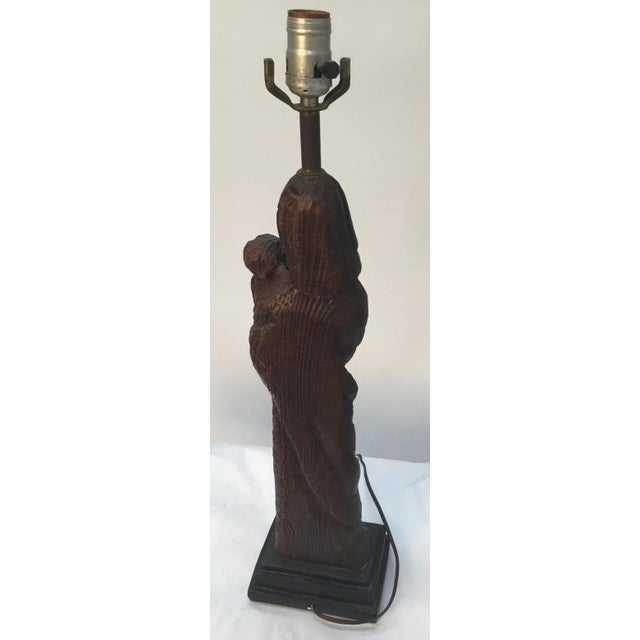Mid- Century Plaster Table Lamp Madonna and Child For Sale In Providence - Image 6 of 11