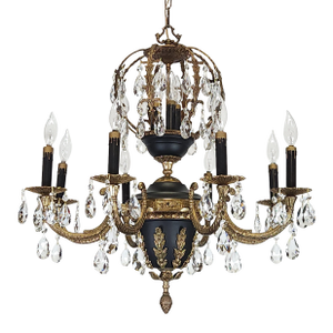 Antique 8 Arm 11 Light Epic Empire Birdcage Brass Cut Lead Crystal Chandelier