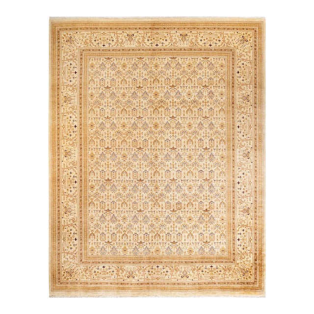 Mogul, One-of-a-Kind Hand-Knotted Area Rug in Ivory, 9' 0" x 11' 3" For Sale