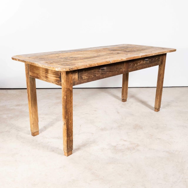 Vintage French Farmhouse Table in Scrubbed Pine, 1950s For Sale - Image 6 of 15
