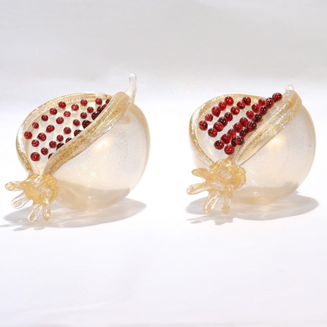 Pair of Venetian Glass Pomegranate Sculptures by Romeo Gigli for Pauly & Co. For Sale In Philadelphia - Image 6 of 16