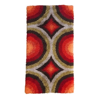 Vintage German Handmade Rya Rug in Wool, 1970s For Sale