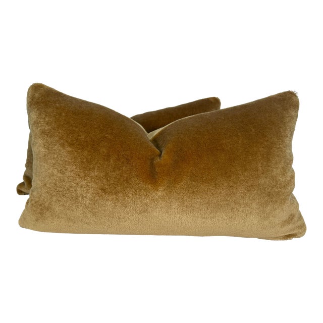 Plush Mohair in Gold 12"x22" Pillows-a Pair For Sale