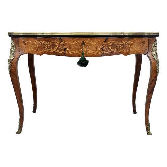Early 20th Century French Louis XV Style Rosewood Marquetry Writing Table/Desk For Sale