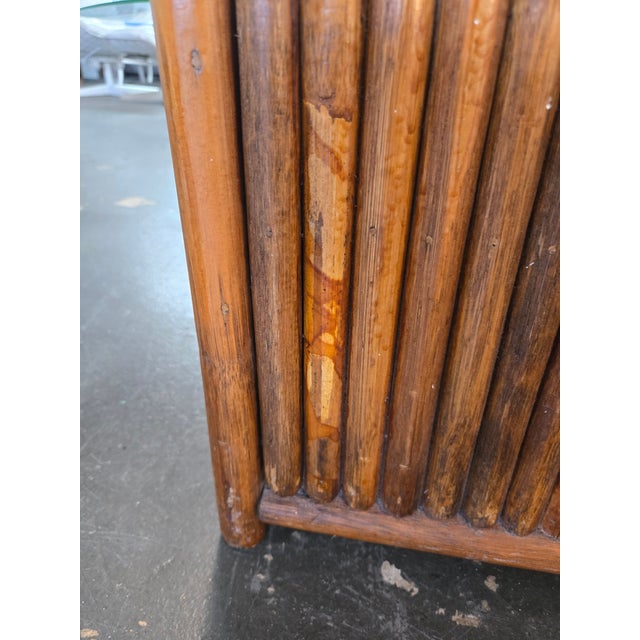 VIntage Rattan Storage Trunk W/ Brass Accents For Sale - Image 11 of 12