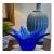 Vintage Cobalt Blue Sculptural Art Glass Flower Bowl For Sale