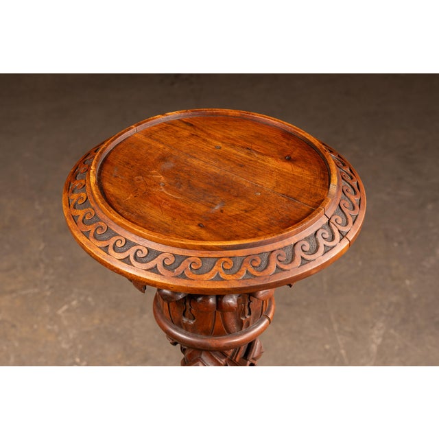 Victorian Carved Walnut Pedestal Stand With Claw Feet For Sale - Image 4 of 9