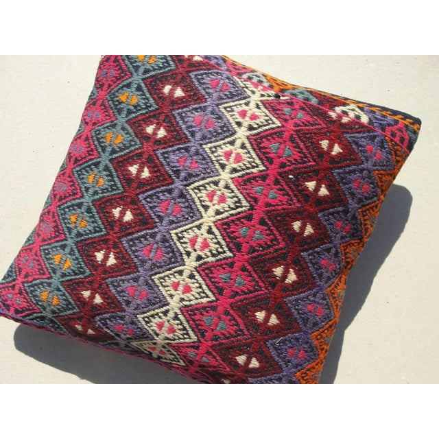 Kilim Rug Pillow Made from old turkish kilims Back side cotton and has closed with a solid hidden zipper size:16" x 16" It...