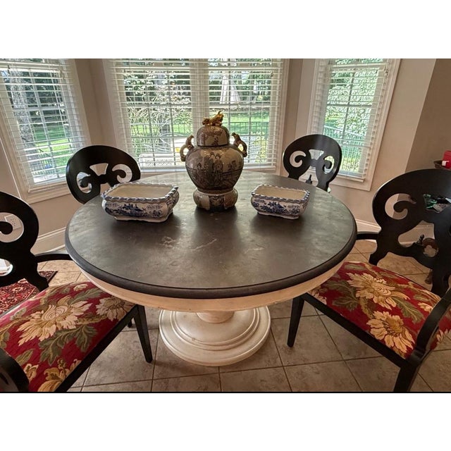 Very heavy, quality piece. The marble is heavy! Overall in good condition. There’s a light scratch on the top and the...