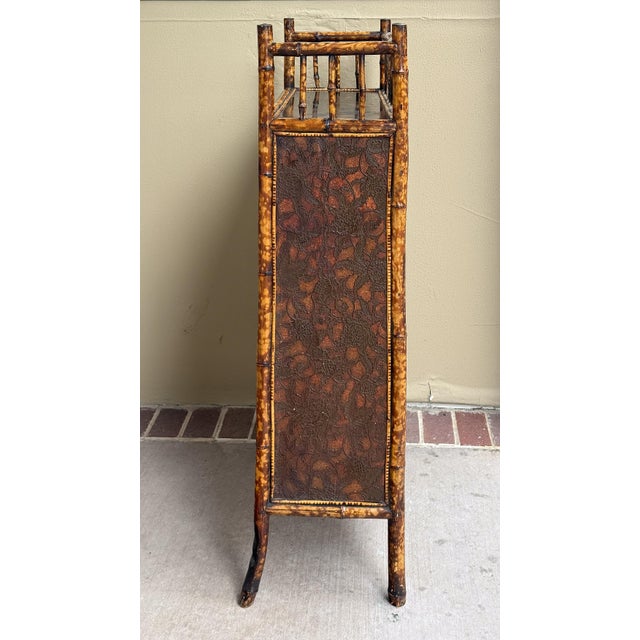 English Bamboo Bookcase Cabinet With Gallery Top and Two Glazed Doors For Sale In Austin - Image 6 of 18