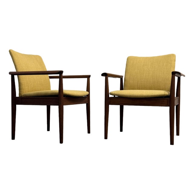 Finn Juhl Model 209 Diplomat Solid Teak Arm Chairs France & Daverkosen, Danish Mid Century Modern - A Pair For Sale
