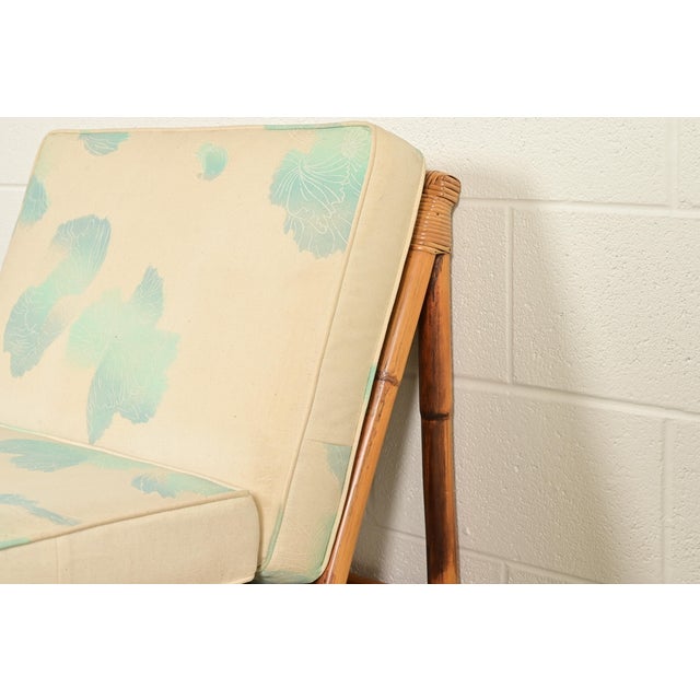 Wood John Wisner for Ficks Reed Mid-Century Hollywood Regency Bamboo Rattan Lounge Chair, 1950s For Sale - Image 7 of 16