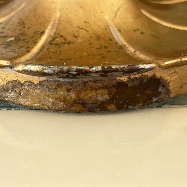 Gold Vintage Tall Gold Art Nouveau Lilly Pad Table Lamp With Gold Shade For Sale - Image 8 of 8