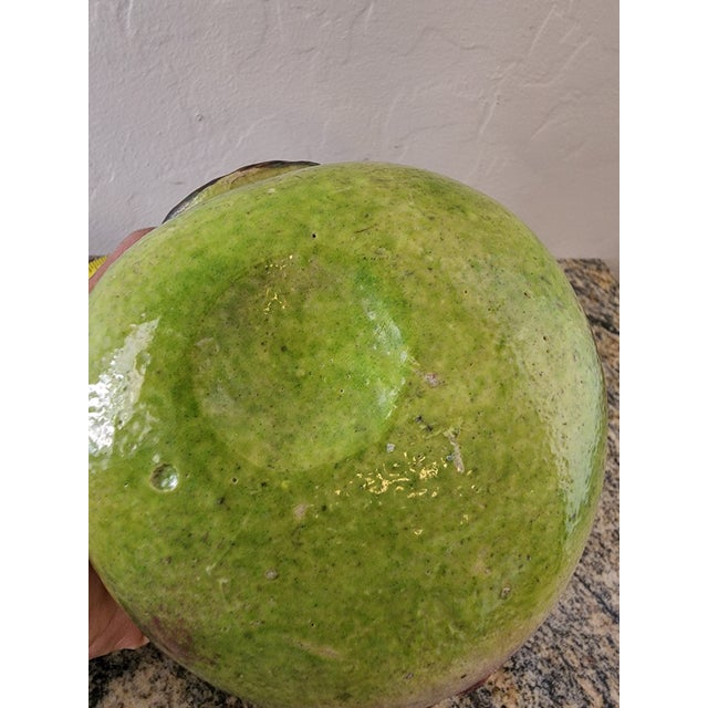 Extra Large Vintage Chinese Green and Pink Glazed Ceramic Peach Altar Fruit For Sale - Image 10 of 11