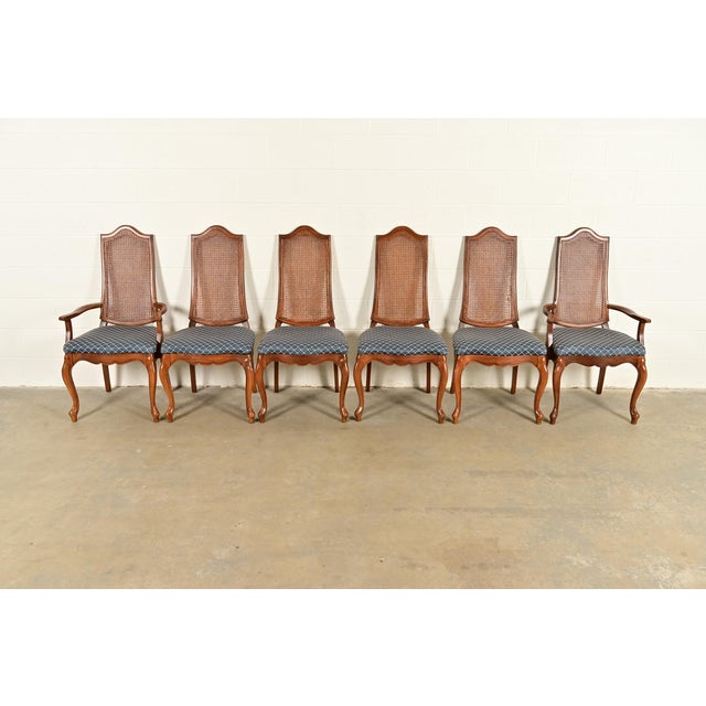 A gorgeous set of six French Provincial Louis XV style dining chairs In the manner of Baker Furniture USA, Circa 1960s...