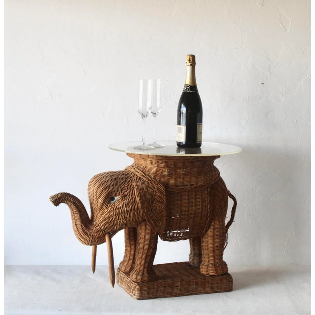 1970s 1970s Vivai Del Sud Style Wicker Elephant Side Table Stand Base For Sale - Image 5 of 14