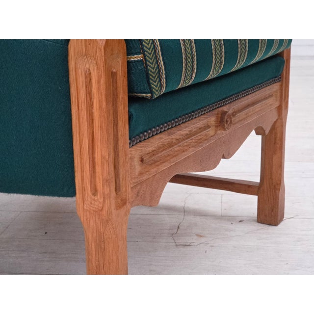 Danish High Back Armchair in Furniture Wool and Oak, 1970s For Sale - Image 13 of 18