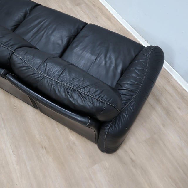 Vintage Black Leather Sofa, 1970s For Sale - Image 12 of 14