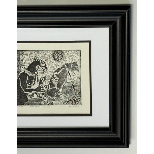 Late 20th Century Jerry Difalco (1952-2021 Nj/Pa) Framed Etching Aquatint Print #8/10, "Mon Paris", Surreal Gargoyes For Sale - Image 4 of 10