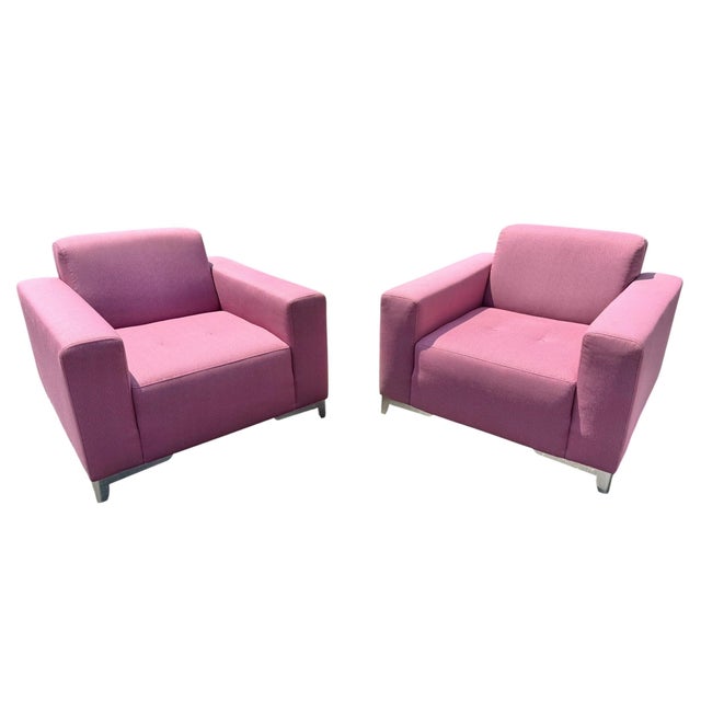 Thayer Coggin Modern Thayer Coggin Pink Club Chairs - Set of 2 For Sale - Image 4 of 9