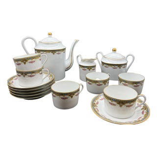 Limoges Porcelain Tea Set, 1950s, Set of 15 For Sale