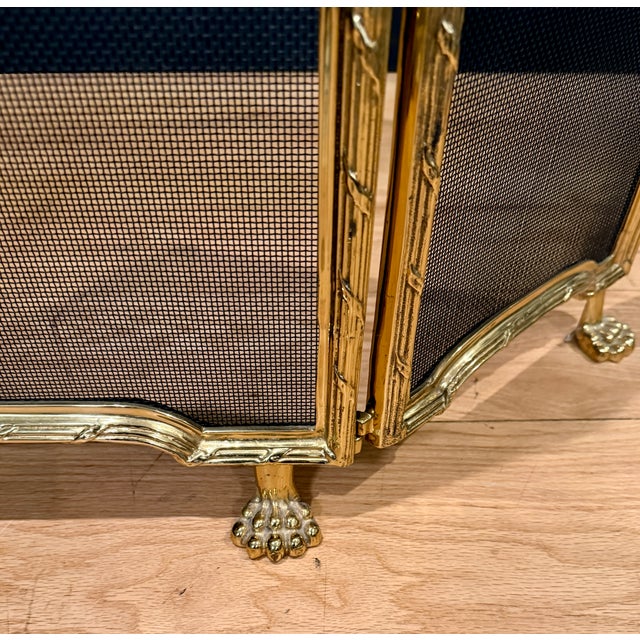 Louis XVI Style Brass Three Panel Fireplace Screen For Sale In New York - Image 6 of 9