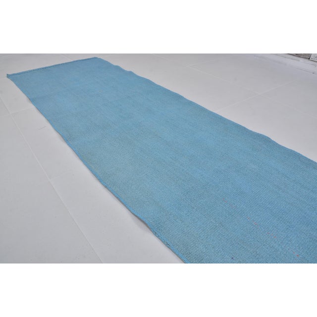 Blue Vintage Hemp Kilim Runner For Sale - Image 9 of 10