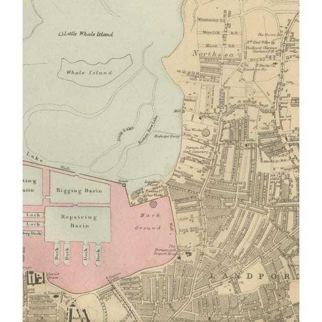 Antique Town Map of Portsmouth by George W. Bacon, 1885 For Sale - Image 6 of 13