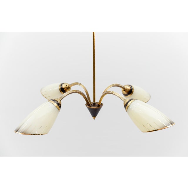 Gold Mid-Century Modern Four-Armed Brass Sputnik Lamp, 1950s For Sale - Image 8 of 13