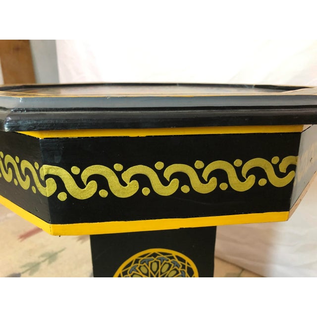 Orange Moroccan Hand Painted Black End Tables - a Pair For Sale - Image 8 of 13